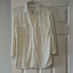 J. McLaughlin Cream Brynn Blouse, XL
